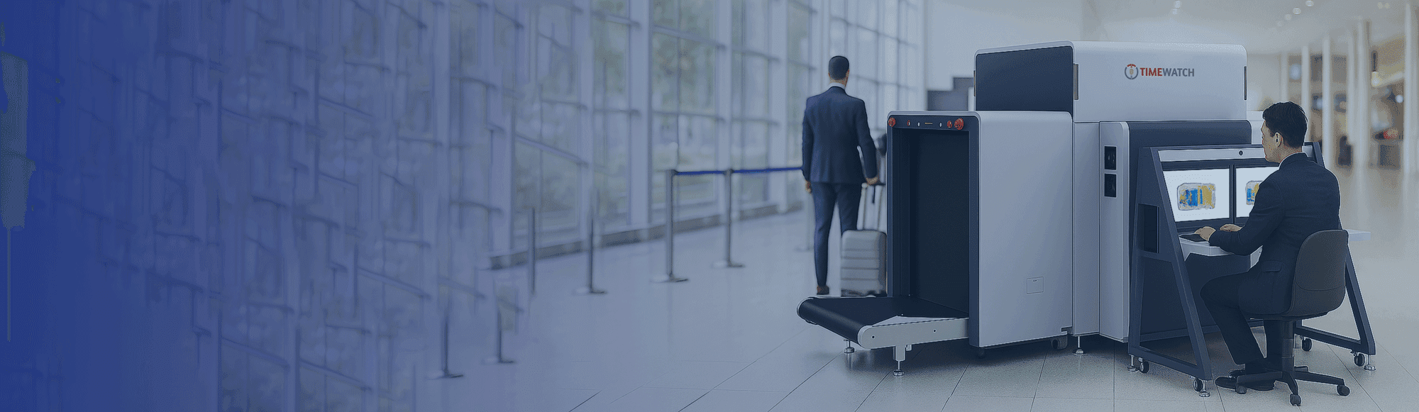 X-ray baggage scanner screening bags at a security checkpoint